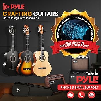 Amazon.com: Pyle Beginner Acoustic Guitar Kit, 1/4 Junior